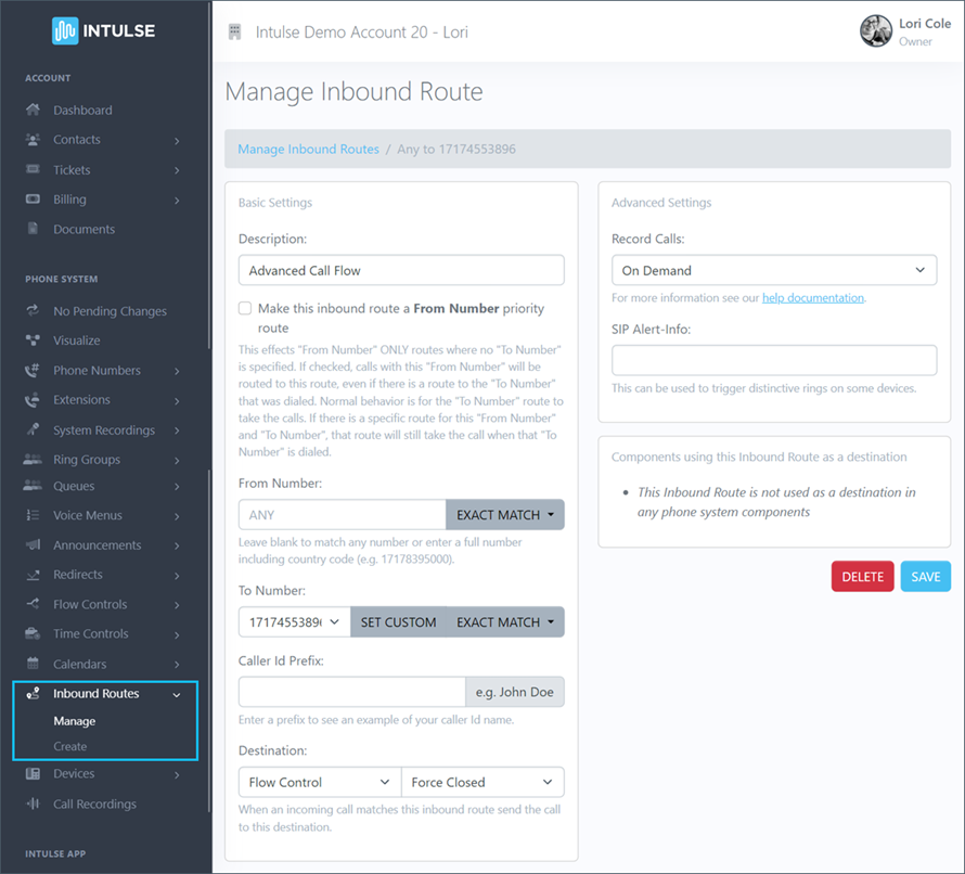 Manage Specific Route